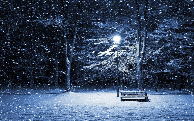 Snowy park night street light free wallpaper - medium preview image