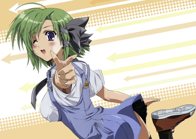 Green hair pointing screenshot polka free wallpaper - medium preview image