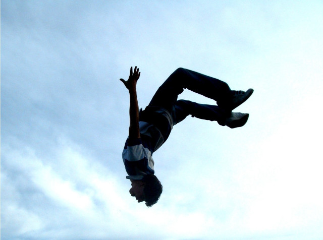 Man flying skateboard air hands free wallpaper - medium preview image