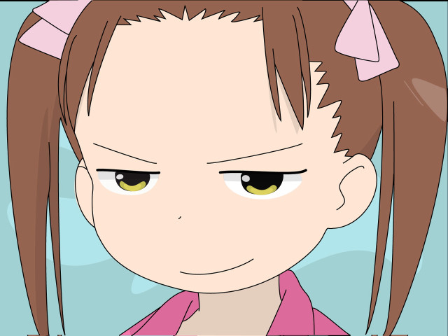 Cartoon girl ponytail pinkshirt sad free wallpaper - medium preview image