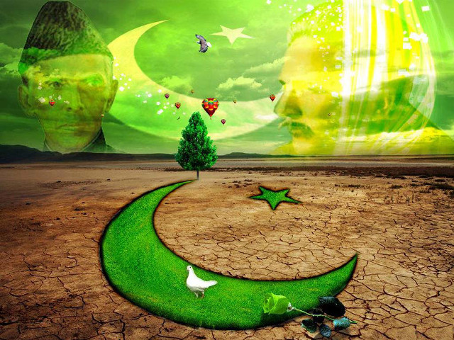 Green crescent landscape tree stars free wallpaper - medium preview image