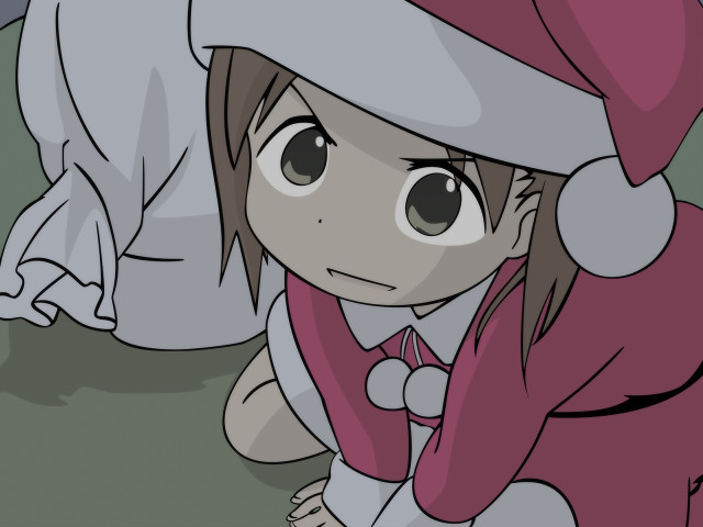 Cartoon girl santa hat angry free wallpaper - medium preview image