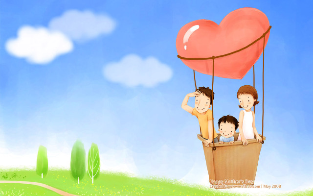 Family hot air balloon heart free wallpaper - medium preview image