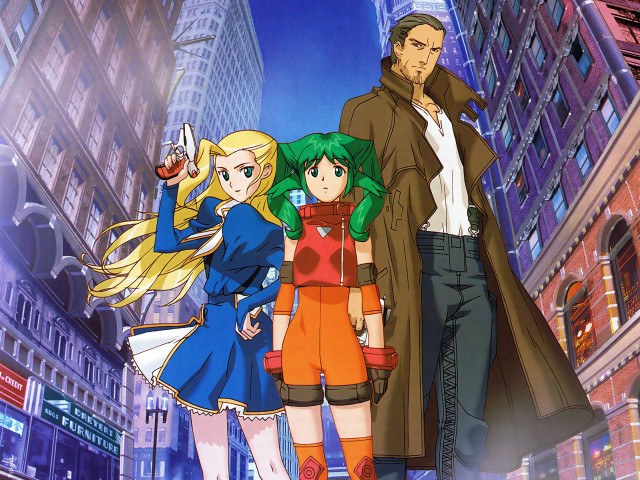 Cityscape anime night characters bridge free wallpaper - medium preview image