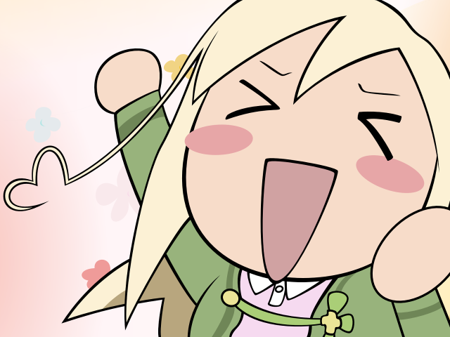Cartoon girl green jacket pink free wallpaper - medium preview image