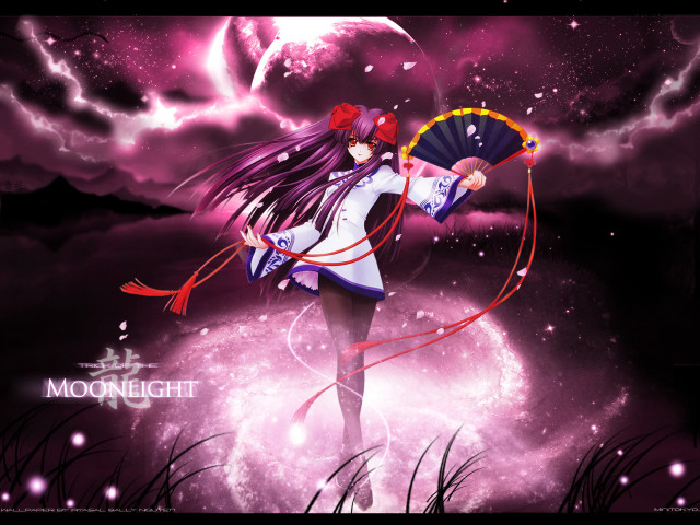 Girl fan purple background stars free wallpaper - medium preview image