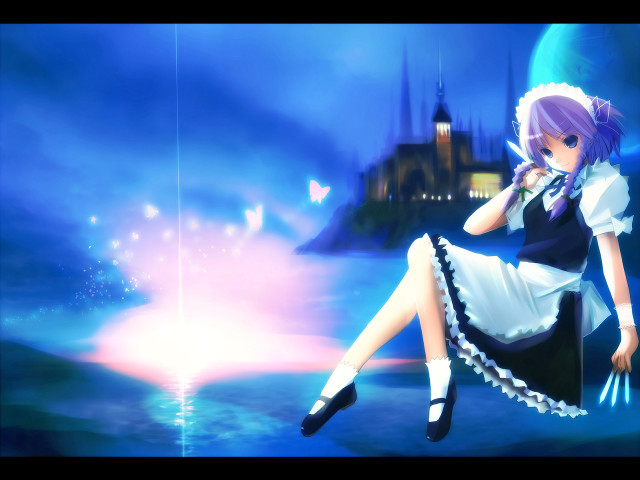 Castle starry sky maid braid free wallpaper - medium preview image