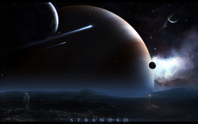 Distant planet starry sky matte free wallpaper - medium preview image
