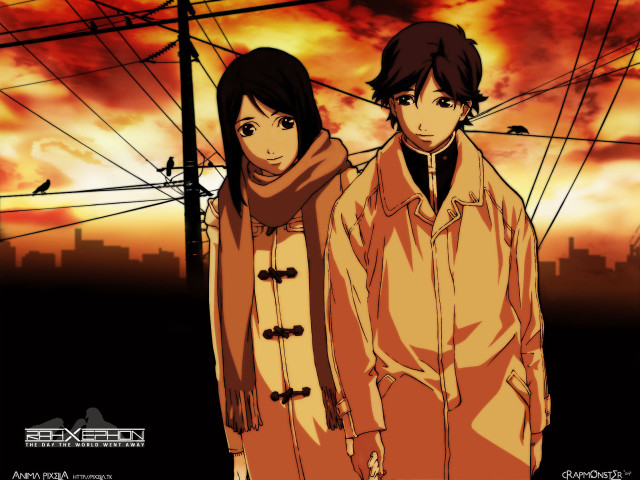Autumn sunset couple umbrella power free wallpaper - medium preview image