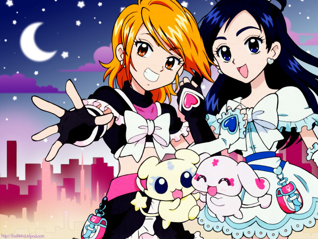 Anime girls moon star happy free wallpaper - medium preview image