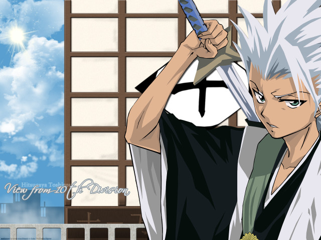 White hair sword man blue free wallpaper - medium preview image