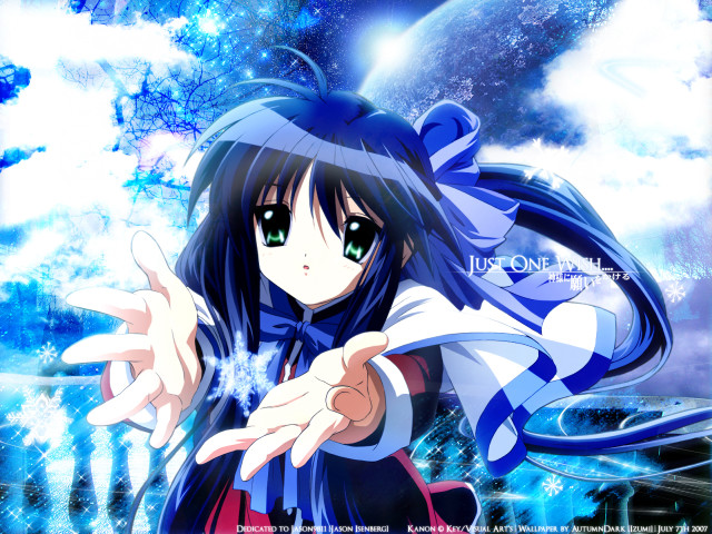 Anime longhair greeneyes pointing starrysky free wallpaper - medium preview image