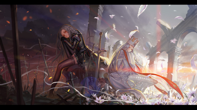 Woman black outfit bench forest free wallpaper - medium preview image