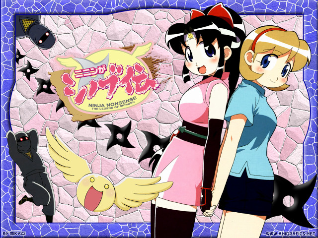Two girls anime stone wall free wallpaper - medium preview image