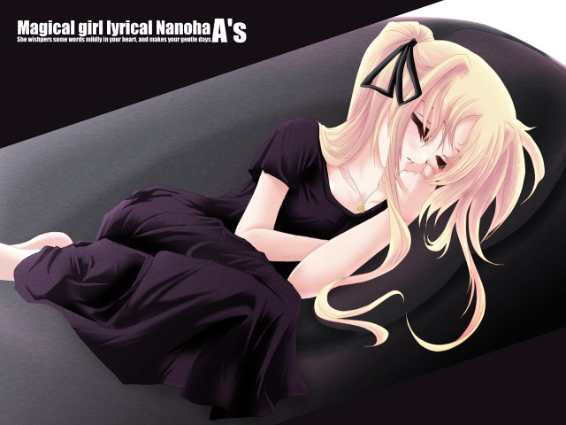 Gothic anime blonde woman laying free wallpaper - medium preview image