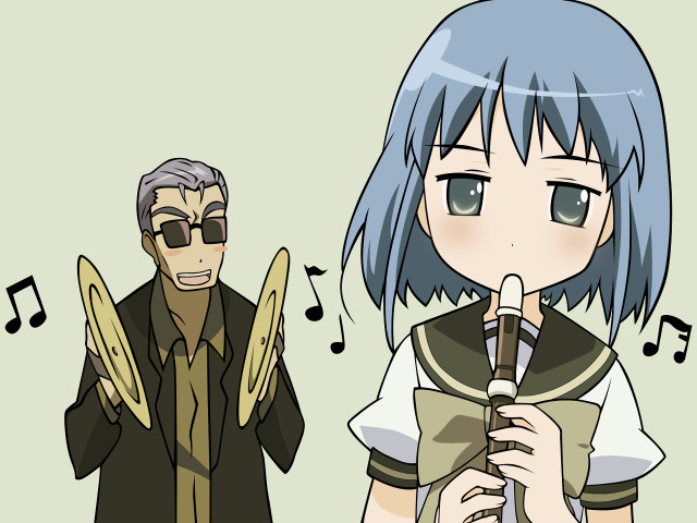 Blue hair glasses singing bananas free wallpaper - medium preview image