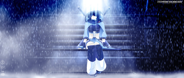 Rainy stage anime woman ocean free wallpaper - medium preview image