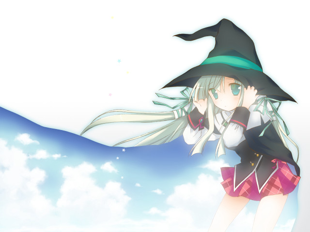 Witch flying anime girl aqua free wallpaper - medium preview image