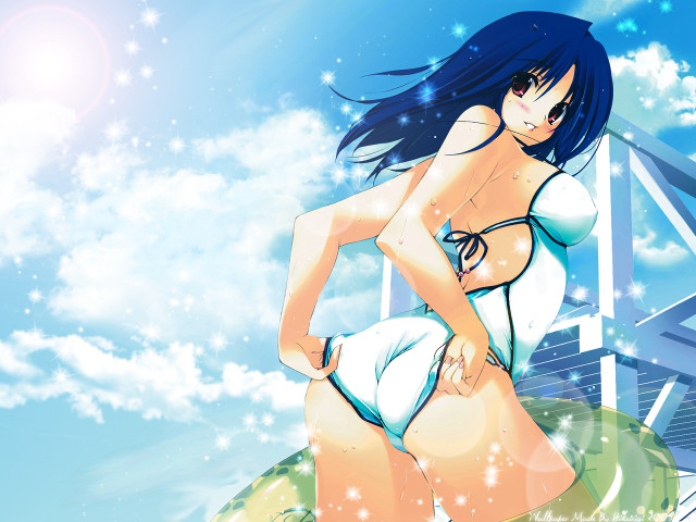 Woman bikini water sky bridge free wallpaper - medium preview image