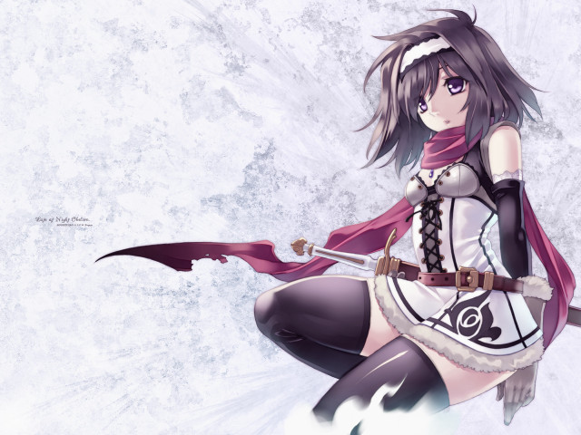 Fantasy anime woman scarf sword free wallpaper - medium preview image