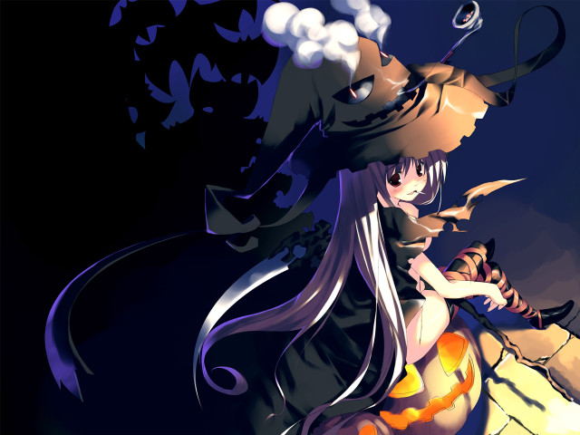 Witch pumpkin cat fullmoon gothic #2 free wallpaper - medium preview image