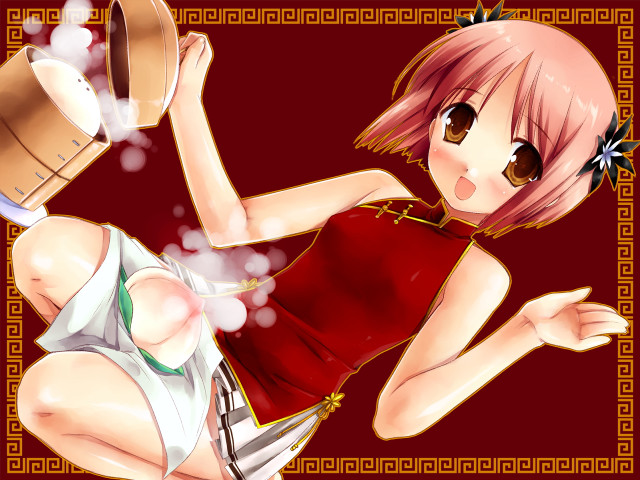 Red dress woman tea knife free wallpaper - medium preview image