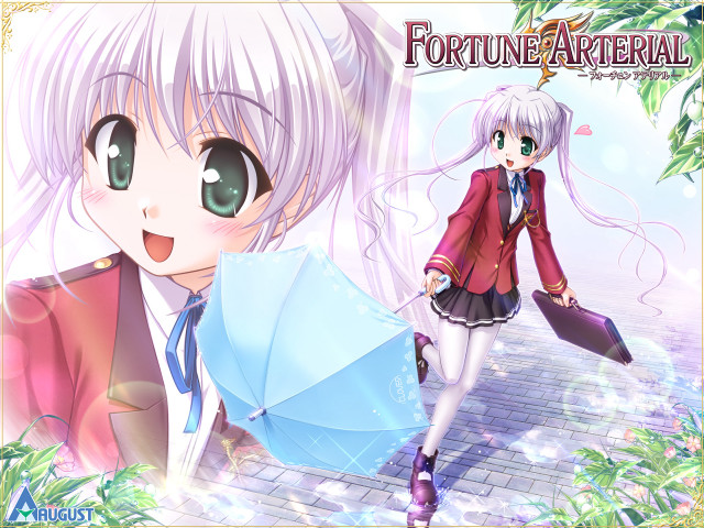 Girl blue umbrella red jacket free wallpaper - medium preview image