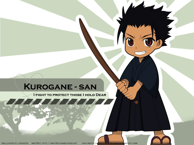 Kurogane san sword kimono black free wallpaper - medium preview image