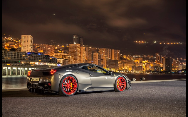 Silver sports car night city #4 free wallpaper - medium preview image