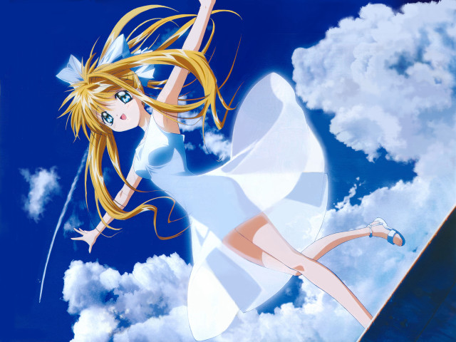 Girl flying kite cloudy sky free wallpaper - medium preview image