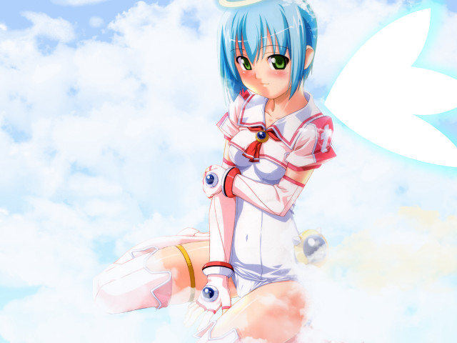 Anime girl blue hair green #3 free wallpaper - medium preview image