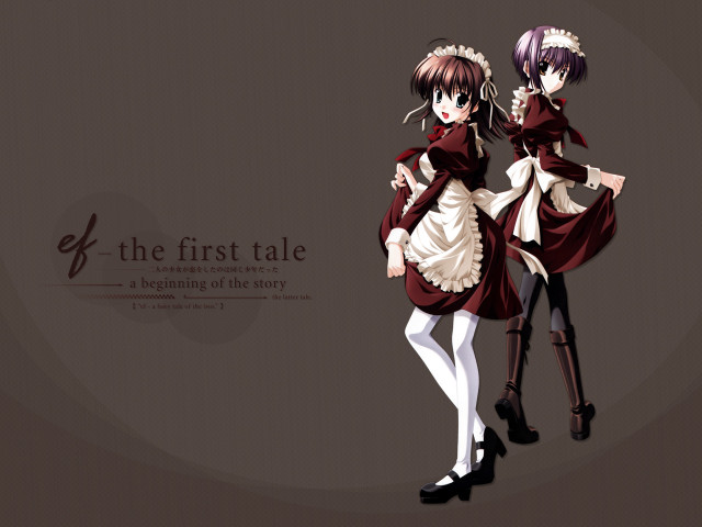 Two anime girls dresses brown free wallpaper - medium preview image