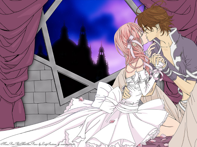 Castle sky couple kissing night free wallpaper - medium preview image