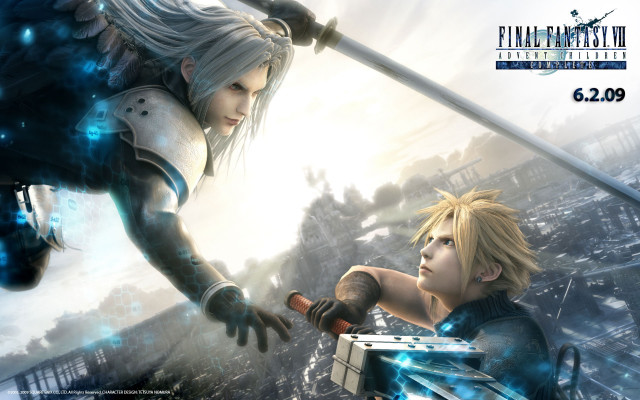 Anime characters fighting city sword free wallpaper - medium preview image