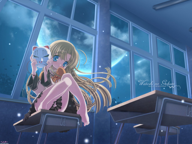 Girl cat sitting window anime #2 free wallpaper - medium preview image