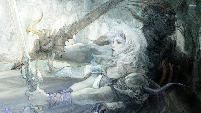 Woman sword demon forest man free wallpaper - medium preview image