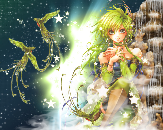 Girl green hair green dress #2 free wallpaper - medium preview image