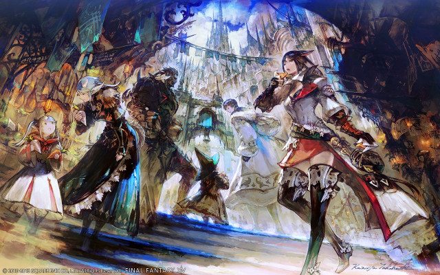Anime characters crowd city street free wallpaper - medium preview image
