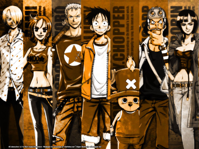Anime group clock building characters free wallpaper - medium preview image