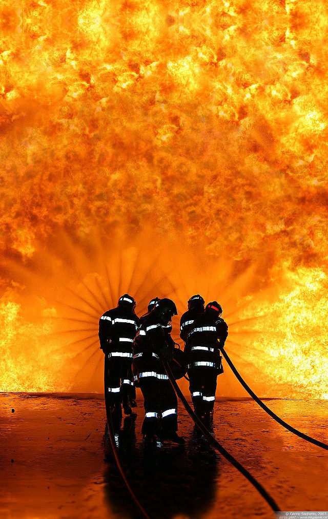 Firemen building flames raging group free wallpaper - medium preview image