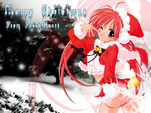 Red dress santa hat snow free wallpaper - medium preview image