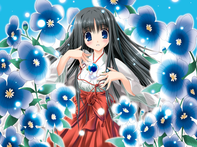 Girl red dress flower field free wallpaper - medium preview image