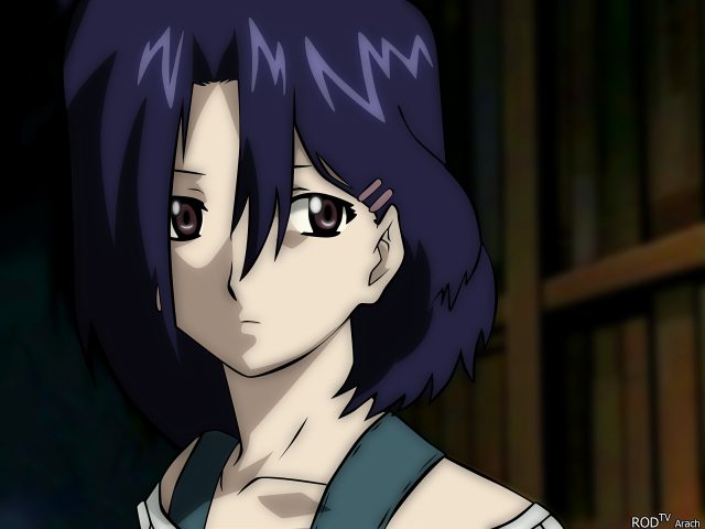Anime blue hair serious expression free wallpaper - medium preview image