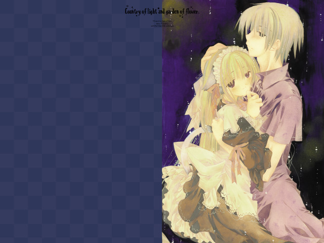 Anime couple purple stars checkered free wallpaper - medium preview image