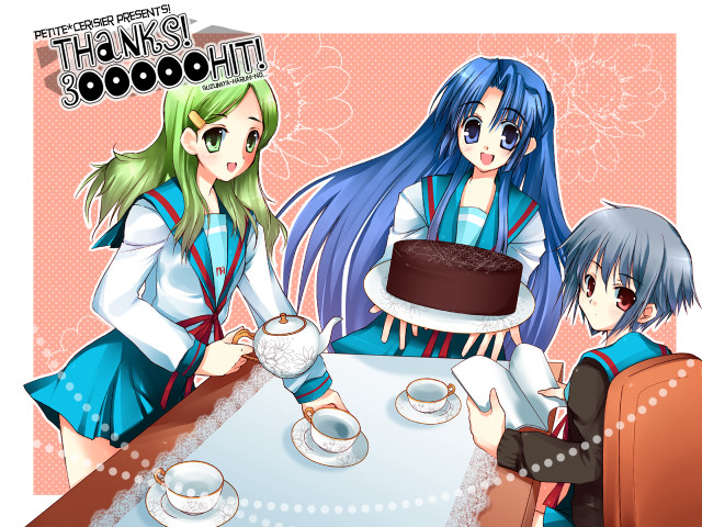 Three anime girls cake signer free wallpaper - medium preview image