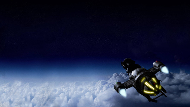 Spaceship flying sky clouds stars #2 free wallpaper - medium preview image