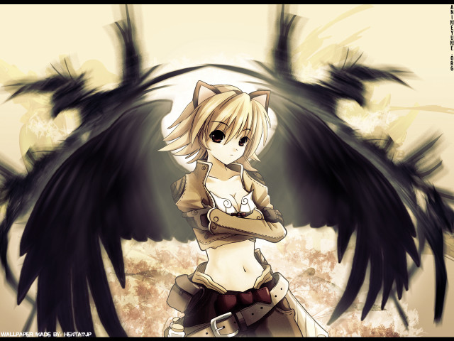 Cat ears wings blonde anime free wallpaper - medium preview image