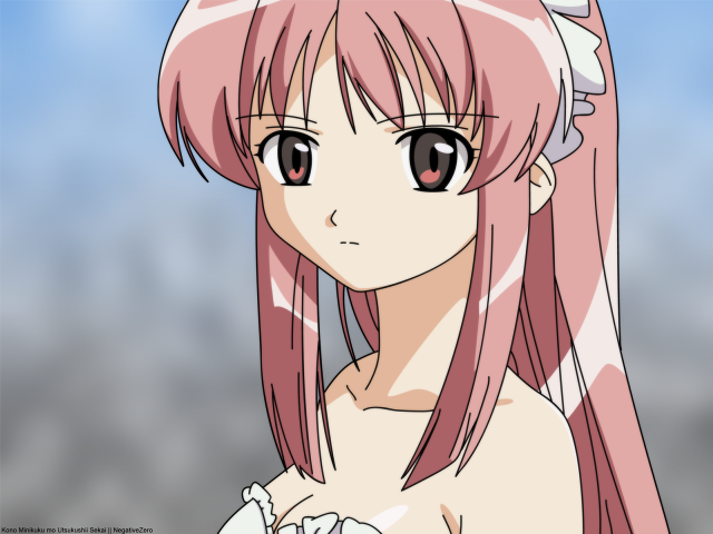 Pink hair white dress anime #2 free wallpaper - medium preview image