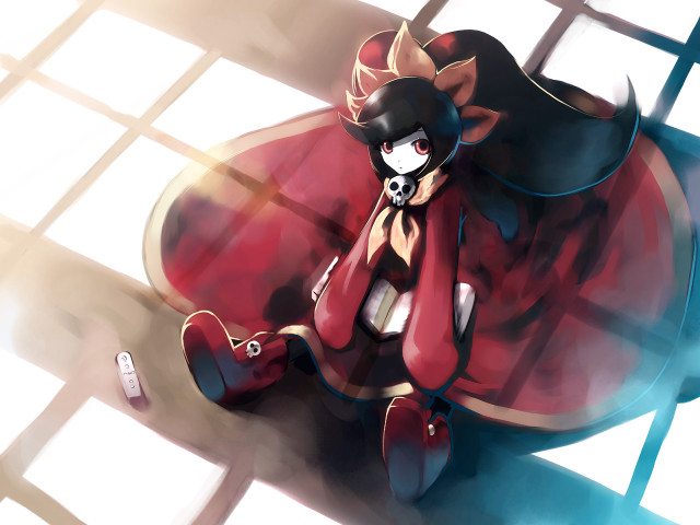 Alice prin sitting red couch free wallpaper - medium preview image