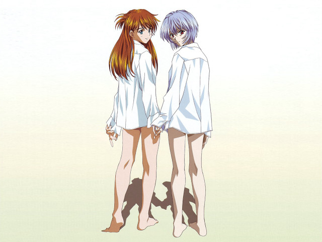 Two anime girls shadow white free wallpaper - medium preview image